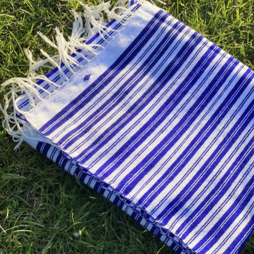 Fouta en laine d'été - bleu Majorelle